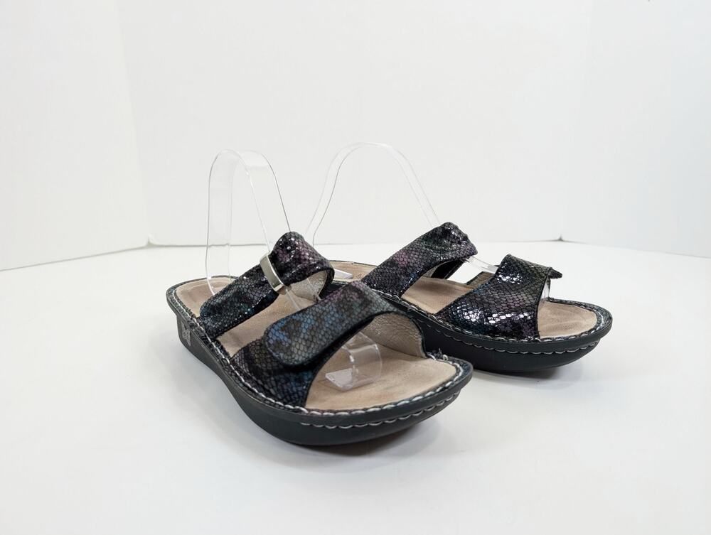 Alegria Sandals Slip On Karmen Metallic Snake Print Slide Women's Size 40